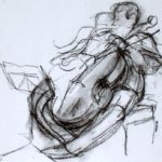 Doric cellist, charcoal SOLD donated to Wigmore Hall by owners